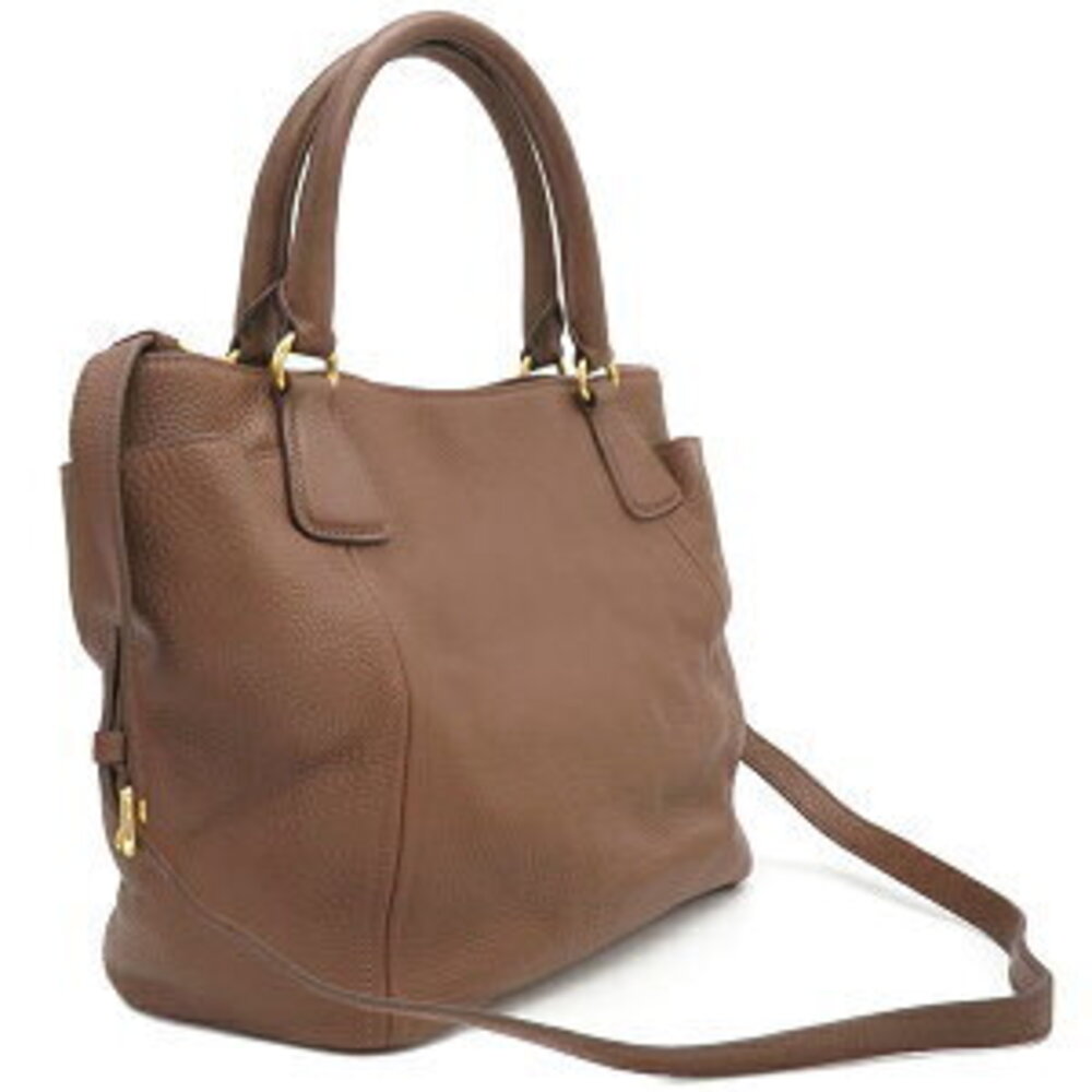 Prada bag metal logo leather PALISSANDRO brown Vitello Daino shoulder handbag - Picture 2 of 6